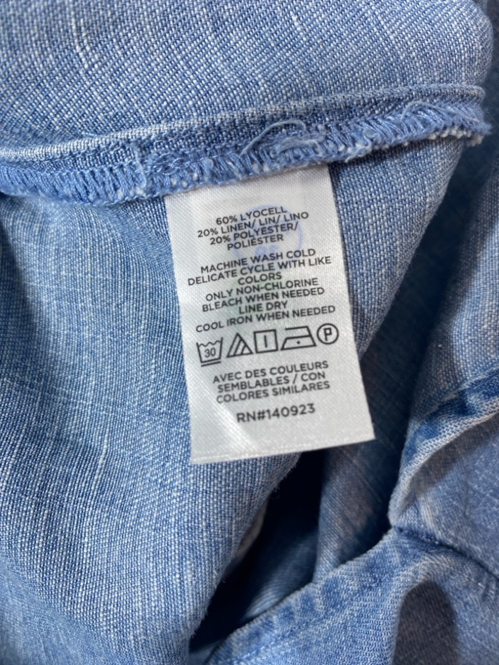 LOFT Chambray Short Sleeve Button Up Shirt Blue Women's Size XS - Picture 7 of 7